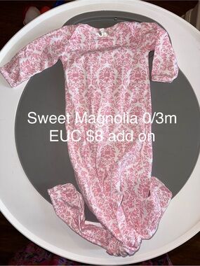 Sweet Magnolia Pink Damask Knotted Nightgown Pajamas